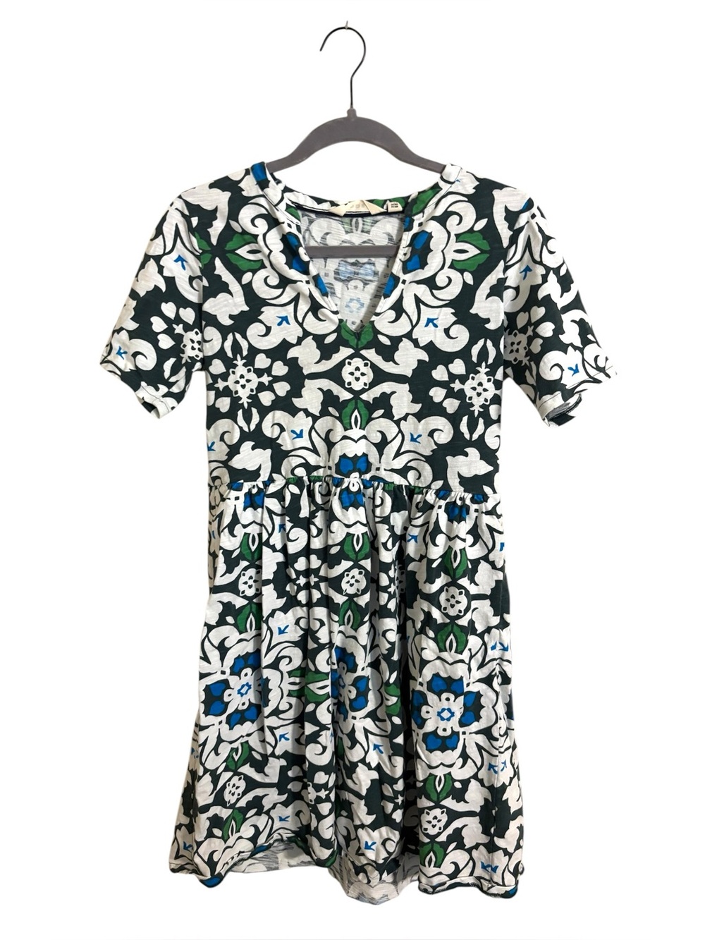 Boden Easy Notch Neck Green Blue‎ Jersey Dress Size 8